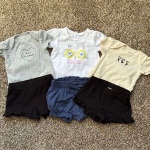 Mixed lot of 0-3 month onesies and short from Garanimals and Carters